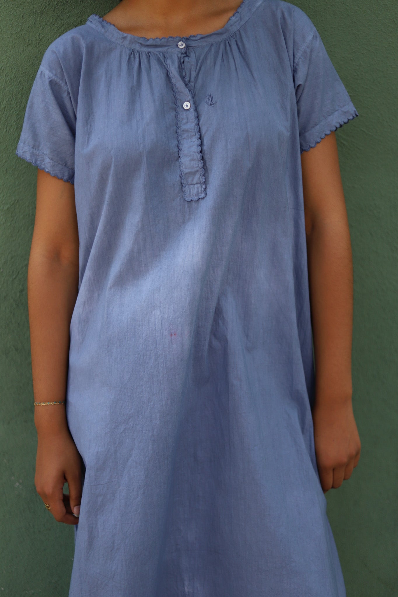 1910s Overdyed Blue Cotton Dress