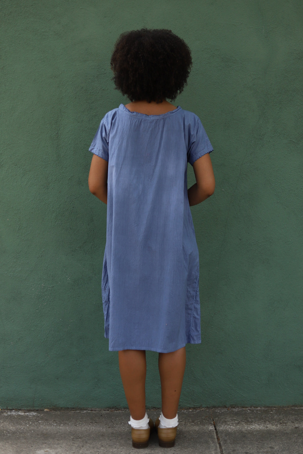 1910s Overdyed Blue Cotton Dress