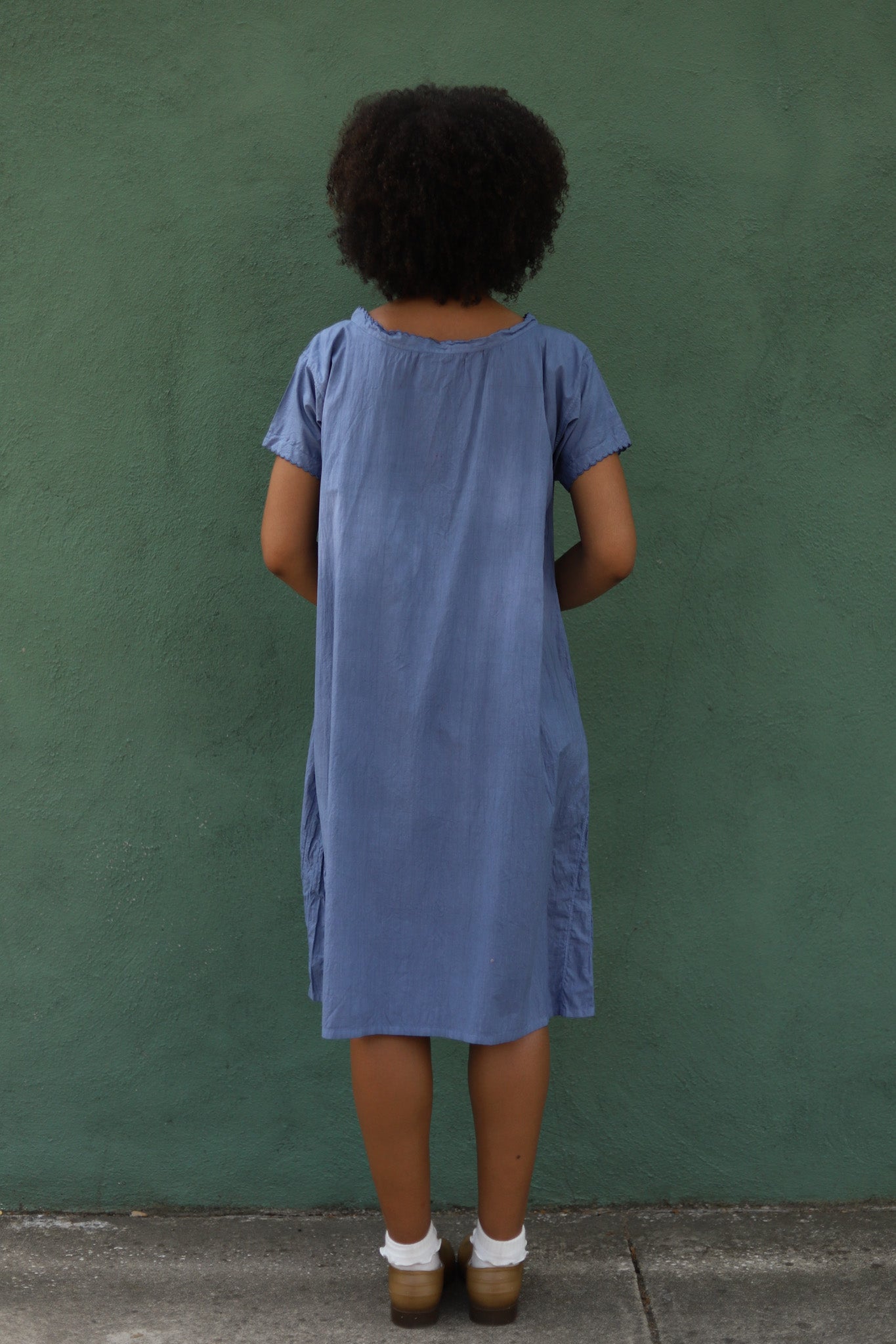 1910s Overdyed Blue Cotton Dress